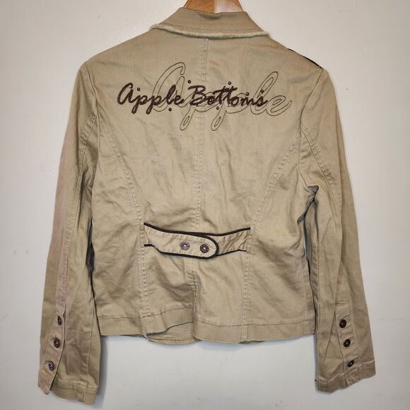 Vintage Apple Bottoms Denim Jacket Y2K Military Button Pockets Womens Medium - Picture 2 of 16